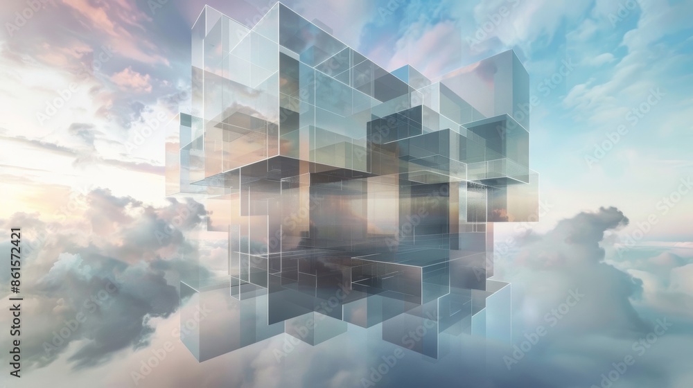 Poster An illusion of threedimensional cubes floating in a twodimensional world.