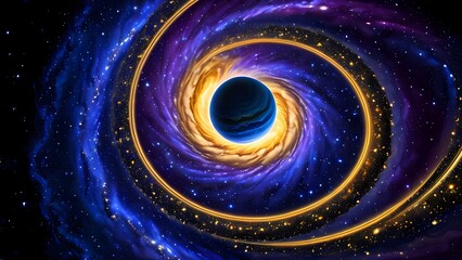 Obraz premium Cosmic Ballet: Swirls of Blues, Purples, and Golds