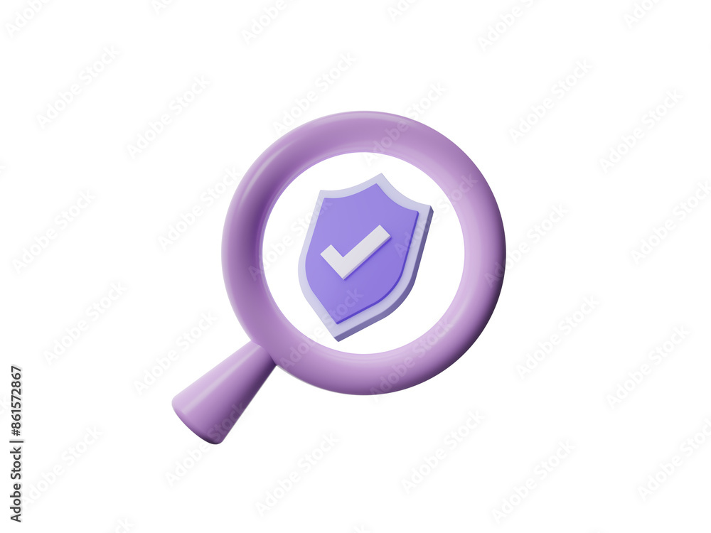 Aufkleber magnifying glass zoom in on shield lock icon isolated on transparent background, cybersecurity and p