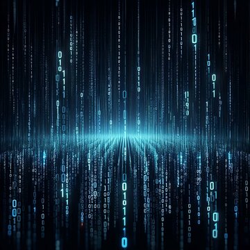 Dynamic blue binary code wallpaper, ideal for technology-themed backdrops, showcasing a digital data stream.