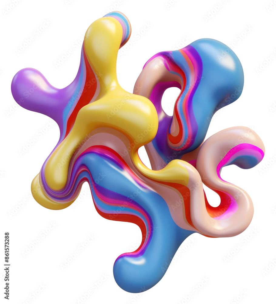 Poster png 3d render of abstract fluid shape represent of basic shape confectionery graphics balloon.