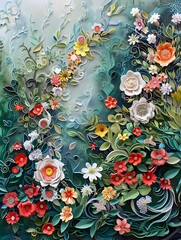Fototapeta premium Ethereal Paper Filigree Sculpture with Delicate Floral Embellishments for Festival Stage