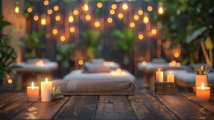 Blurred background of a spa with massage tables, candles, and relaxing decor Wellness center Highlighting the serene and rejuvenating ambiance of a spa