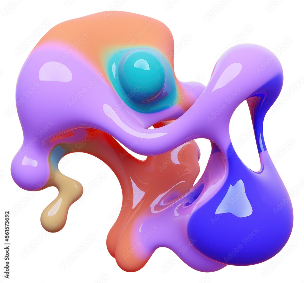 Poster png 3d render of abstract fluid shape represent of basic shape graphics balloon purple.