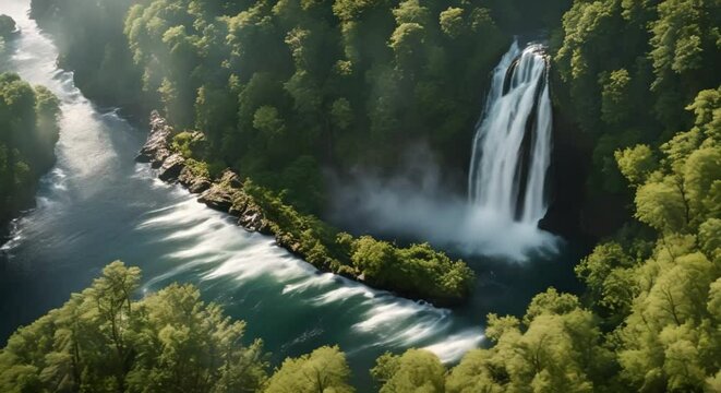 Nature Waterfall Top View