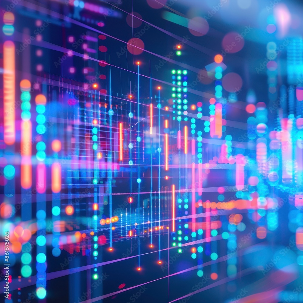 Leinwandbilder abstract digital data visualization featuring colorful graphs and lines representing information ana