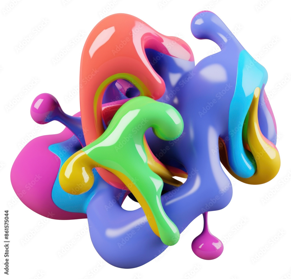 Poster png 3d render of abstract fluid shape represent of basic shape balloon toy.
