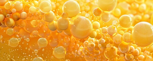 3D yellow bubbles seamless pattern background with floating spheres