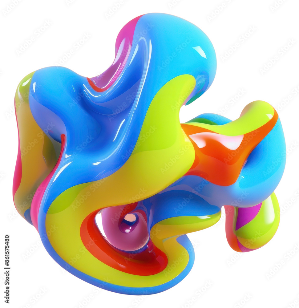 Poster png 3d render of abstract fluid shape represent of basic shape confectionery balloon sweets.