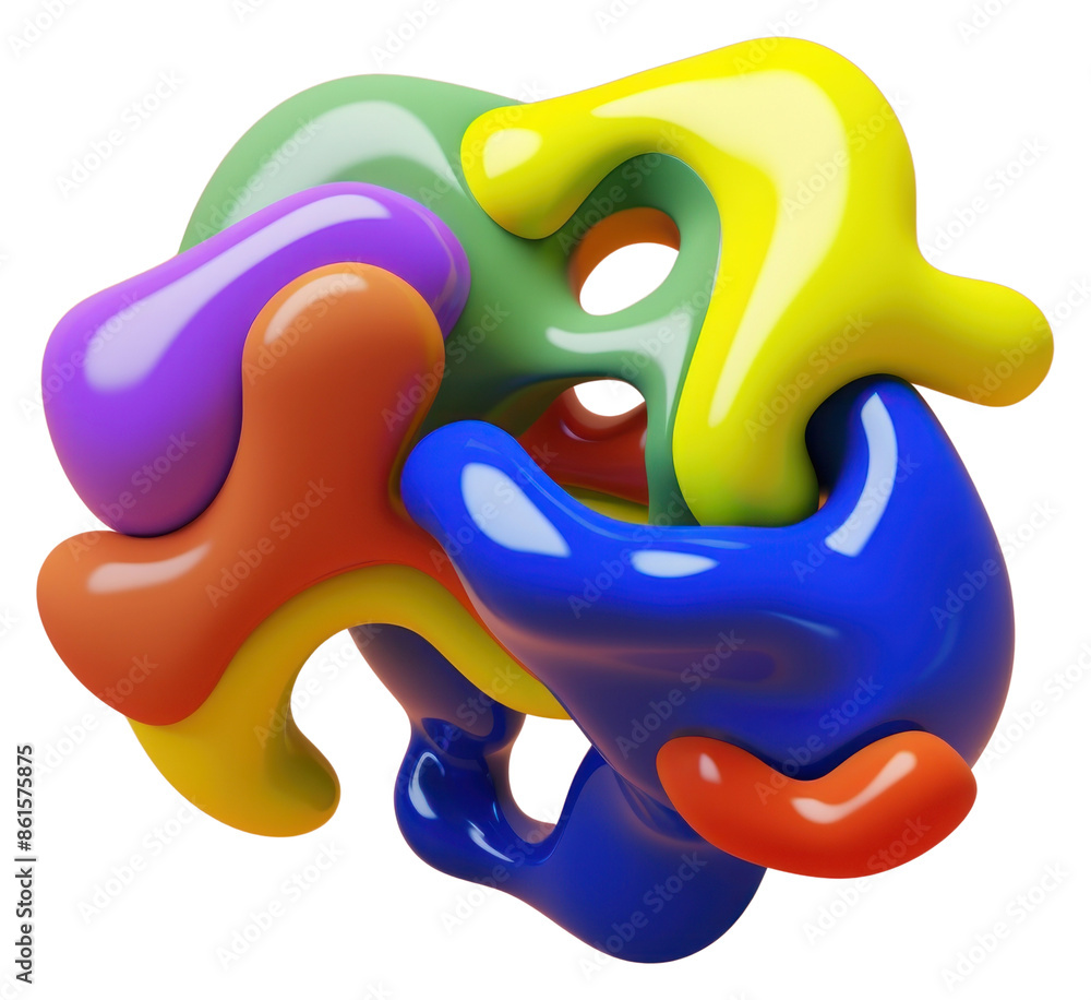 Poster png 3d render of abstract fluid shape represent of basic shape balloon toy.