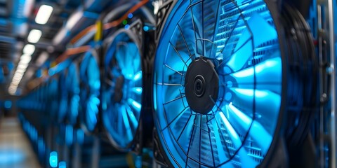 Active server fan cooling system for data center technology in constant motion. Concept Data Center Cooling, Active Server Fans, Technology in Motion, Efficient Cooling System