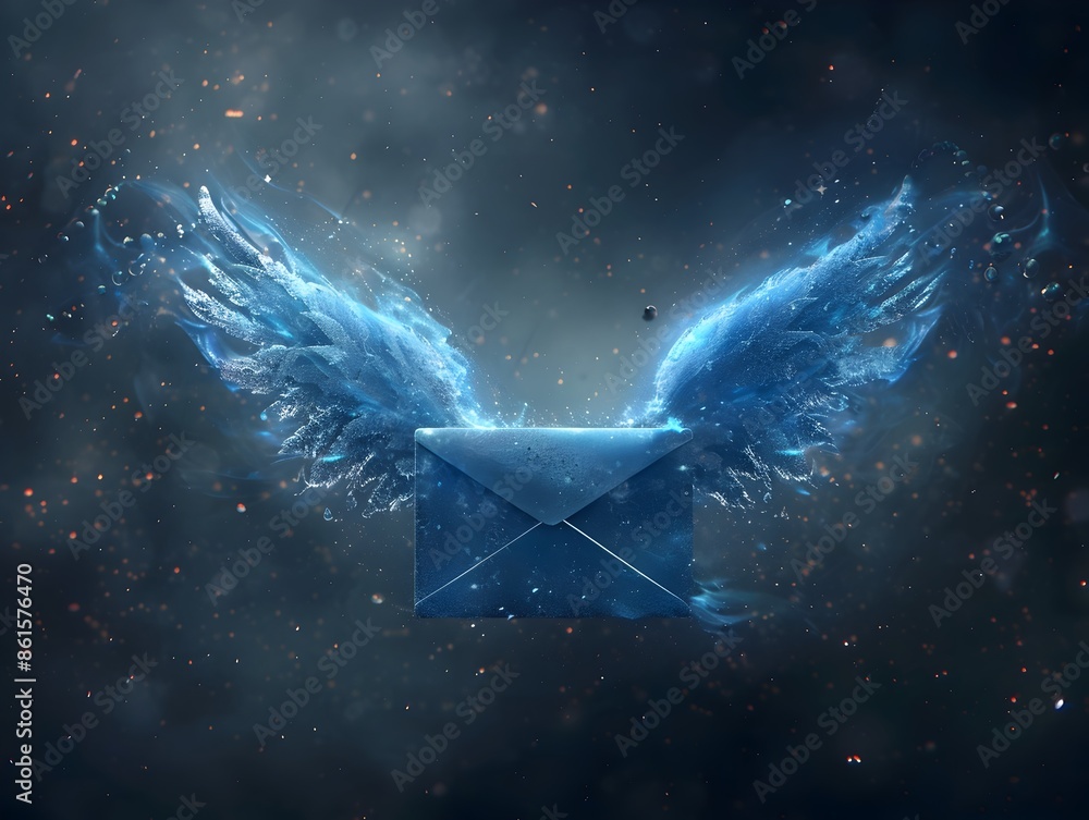 Aufkleber winged email icon symbolizing fast and efficient digital communication concept