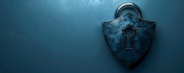 Padlock Icon with a Shield Representing Fortified Cyber Security