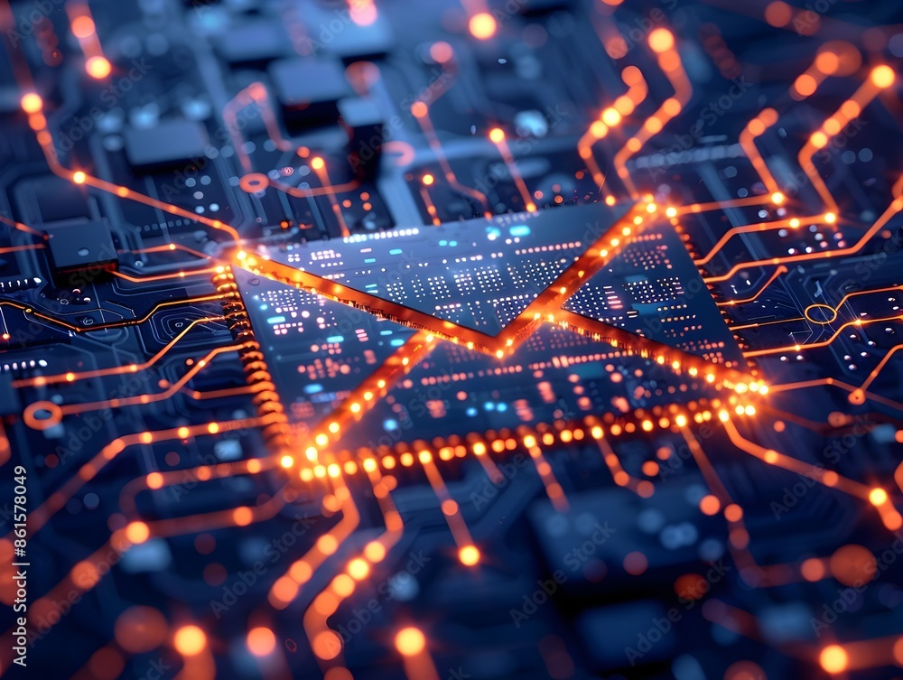 Poster digital communication symbol embedded in circuit board technology