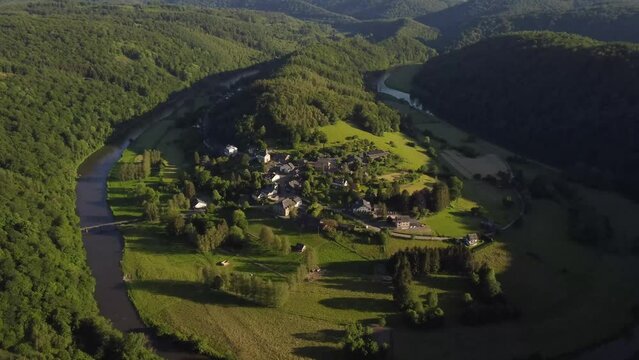Aerial View of Frahan, Rochehaut: A Verdant Village Nestled in the Valley