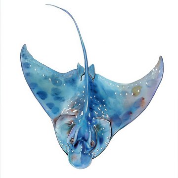 recommend clip art: Stingray, clipart watercolor illustration , sea animal, lsolated on white background