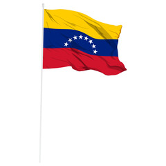 Vector illustration of wavy Venezuela flag on transparent background