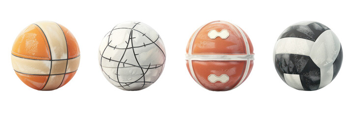 Fototapeta premium Four Different Balls with White Dust