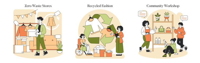 Upcycled Handmade. Flat Vector Illustration