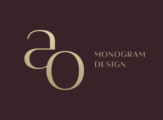 AO letter logo icon design. Classic style luxury initials monogram.