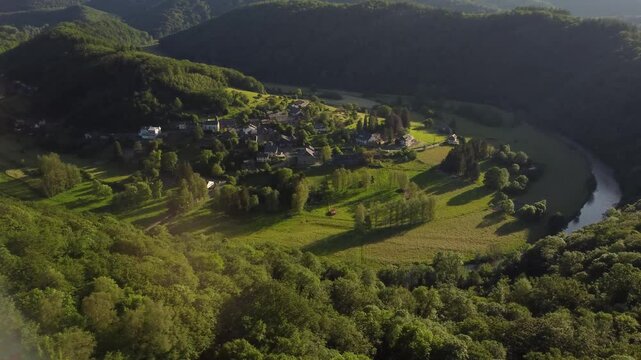 Aerial View of Frahan and Rochehaut: A Serene Belgian Valley