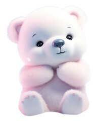 PNG Cute baby polar bear cartoon toy representation.