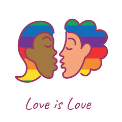 simple doodle illustration kissing couple lgbt and pride in vector. image for posters, stickers, logo, cards, invitations