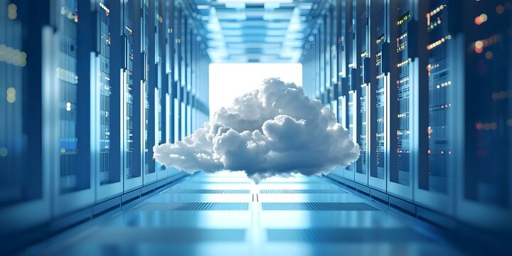 Transition from on-premises servers to cloud storage A visual representation of data migration. Concept Data Migration, On-premises Servers, Cloud Storage, Transition, Visual Representation