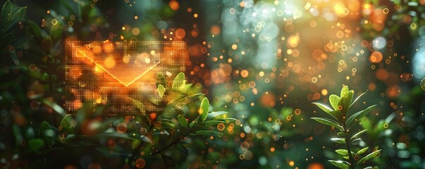 Email Icon in a Digital Garden   Blending Technology and Nature