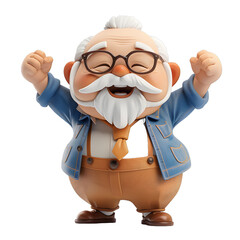 Fototapeta premium [Transparent Background PNG]Happy Senior Man Celebrating