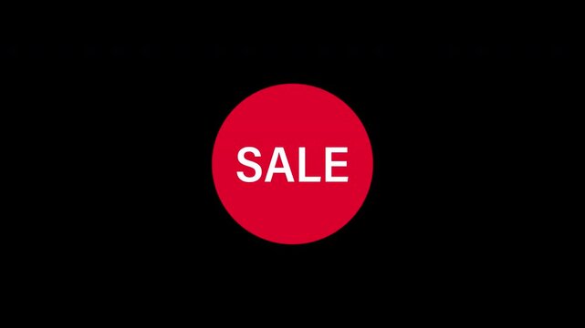 Animated red sale banner with rotation effect. Badge or sticker for product promotion. Concept for e-commerce, store, applications, websites, videos. Alpha channel, transparent background.