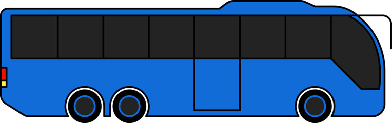 Bus Icon in Flat style. Vector bus side view.  Vector illustration.