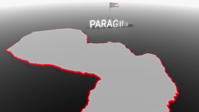 3d animated map of Paraguay gets hit and fractured by the text &ldquo;Climate Crisis&rdquo;