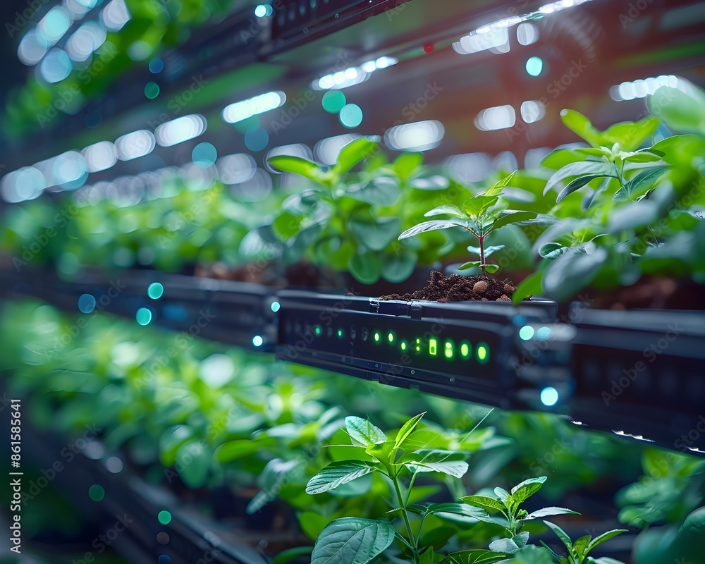 Poster advanced vertical farm with ai powered monitoring system for optimal plant health