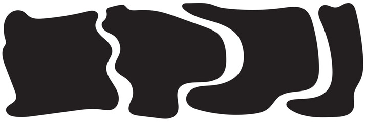 Modern liquid irregular blob shape abstract elements graphic flat style design fluid vector illustration set.