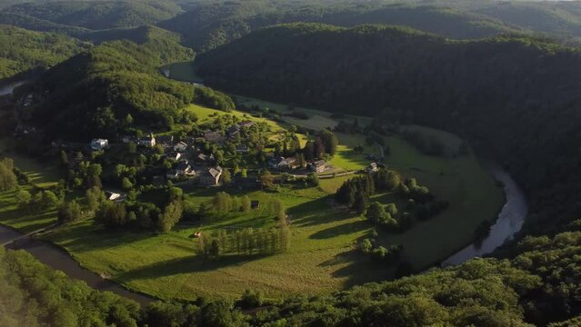 Aerial View of Frahan, Rochehaut: A River Runs Through It