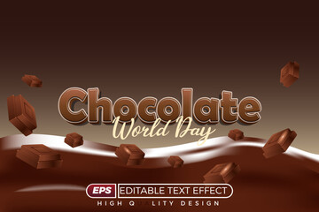 Editable 3d text effect chocolate day