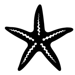 Black starfish with distinctive arms and patterns