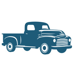 A vintage blue pickup truck with a classic design