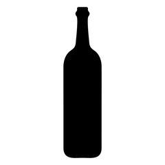 A black silhouette of a wine bottle