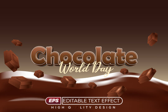 Editable 3d text effect chocolate day