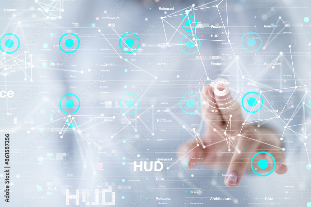 Aufkleber neural network 3d illustration. big data and cybersecurity