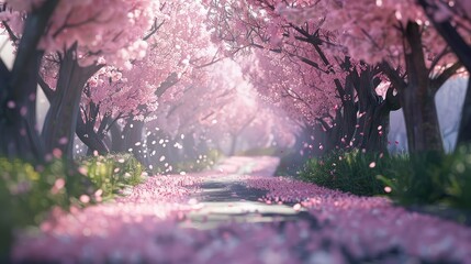 A beautiful cherry blossom tree in full bloom