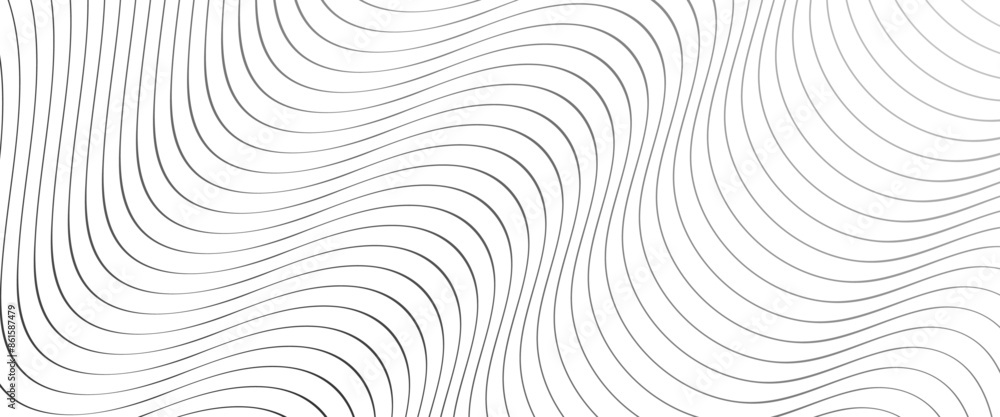 Poster Vector abstract wave element of the pattern of gray lines on white background wave pattern with wave with lines created using blend tool.