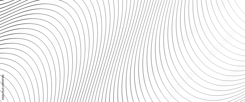 Poster Vector abstract wave element of the pattern of gray lines on white background wave pattern with wave with lines created using blend tool.