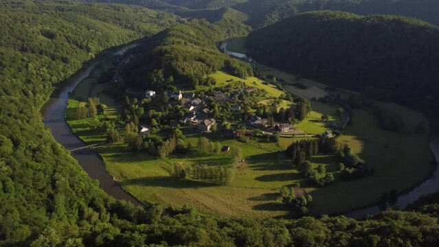 Aerial View of Frahan and Rochehaut, Belgium