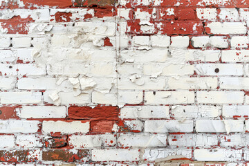 Vintage Red Brick Wall with White Paint