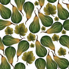 Pumpkin Patch Green Leaf Pattern