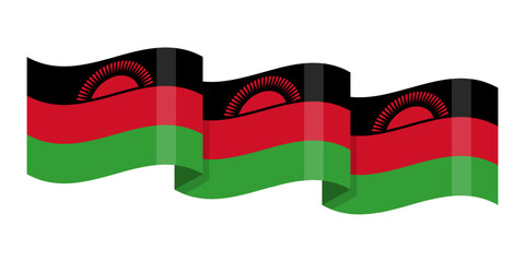 Vector illustration of wavy Malawi flag on transparent background