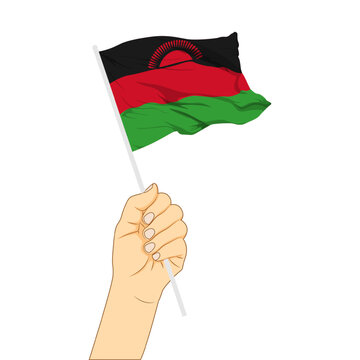 recommend clip art: Vector illustration of Malawi flag in hand on transparent background